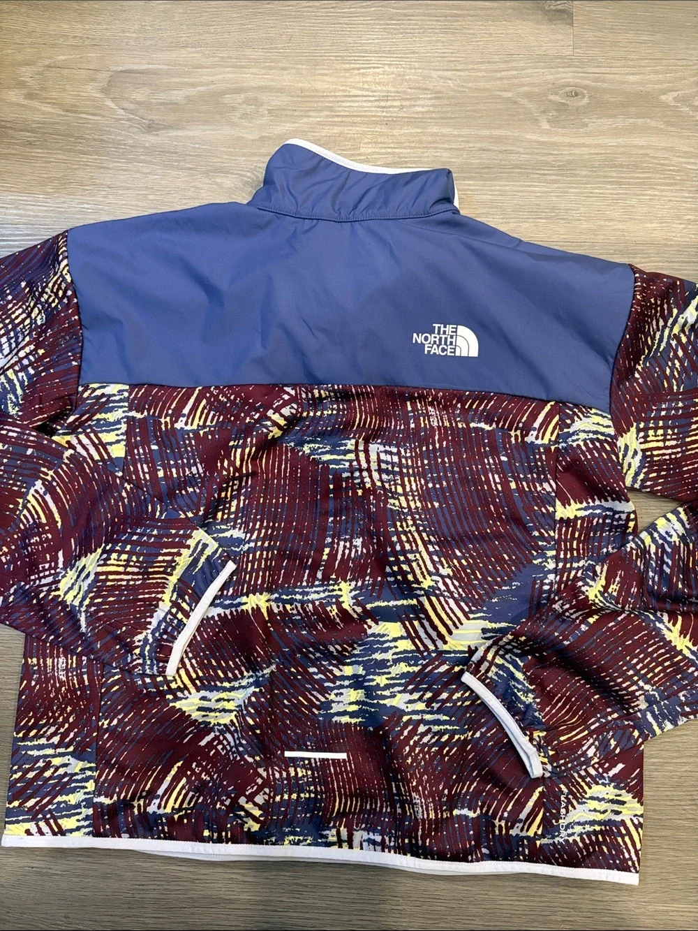 The North Face Kids' Multicolor Patterned Quarter -Zip Jacket - Blue and Maroon